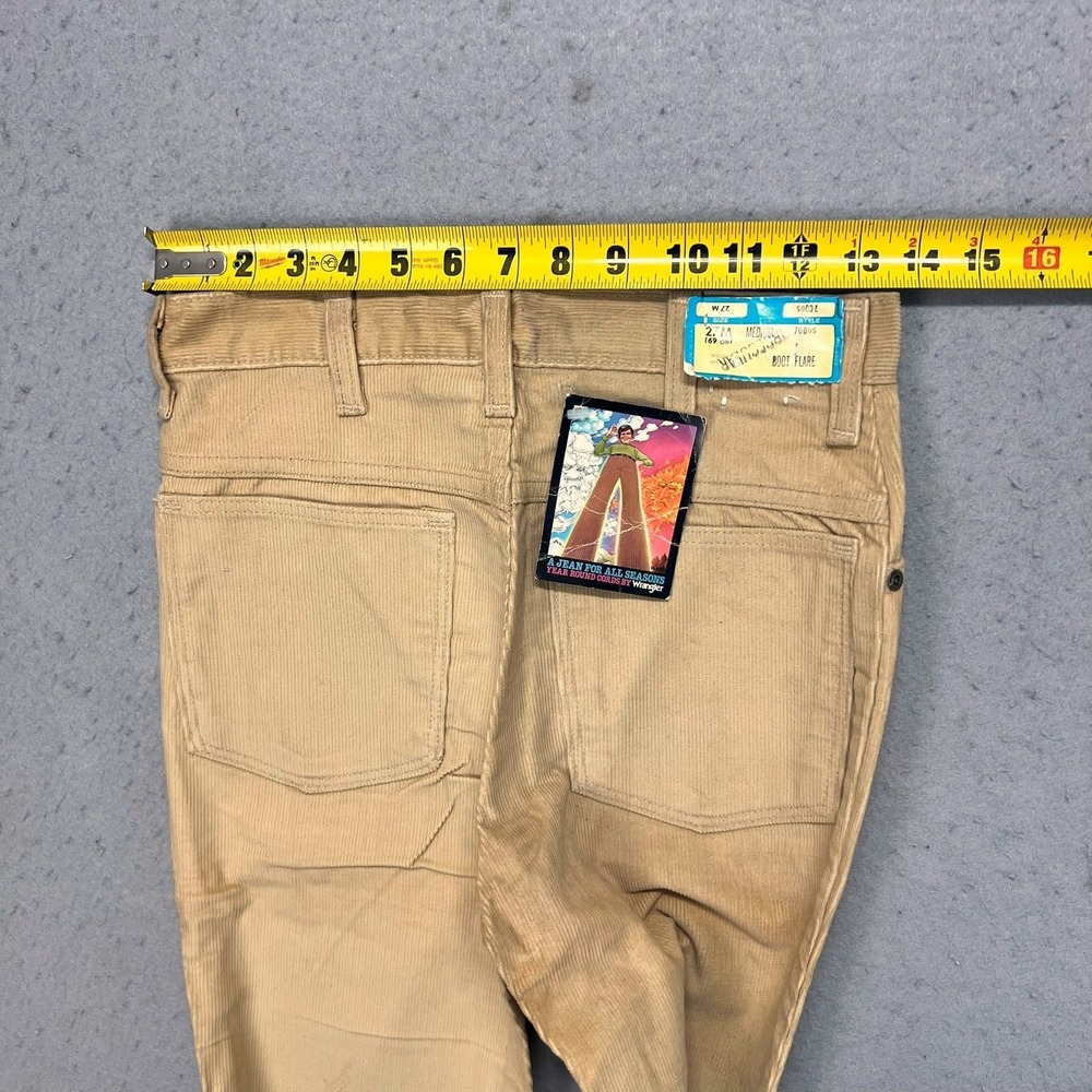 Vintage 70s Wrangler Corduroy Pants Boot Flare Made in USA Womens 27 M x 32L Tan - Picture 6 of 10